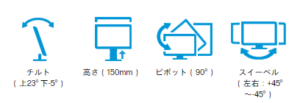 HP E24U G5のモニタースタンドのスペック