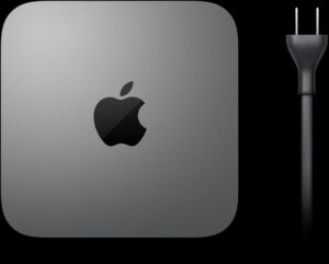 mac miniの本体と電源ケーブル