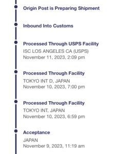 USPS Trackingの表示例