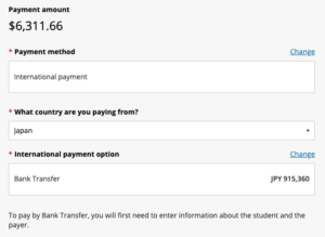 国際送金の場合の支払い金額の例