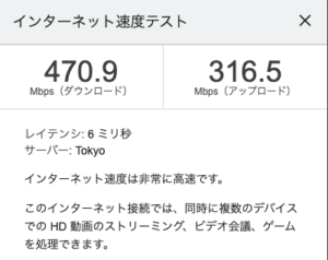 Mac miniの底面を上にしたときにスピードテストの結果