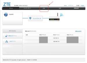 ZTE F660PのLAN設定
